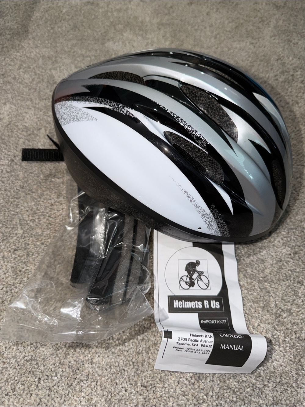 Helmets R Us Bicycle Helmet - White & Silver Accent-L